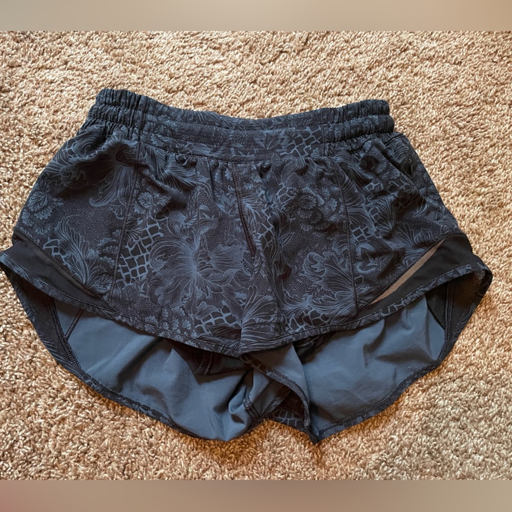 Lululemon Black Floral Athletic Shorts